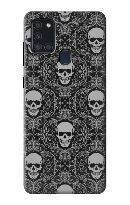 W2371 Crâne Motif monochrome Millésime Etui Coque Housse et Flip Housse Cuir pour Samsung Galaxy A21s