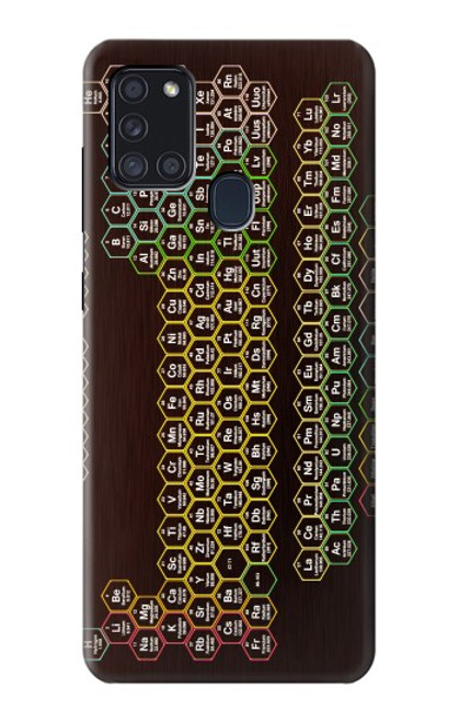 W3544 Néon Honeycomb Tableau périodique Etui Coque Housse et Flip Housse Cuir pour Samsung Galaxy A21s