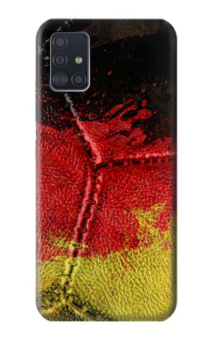 W3303 Allemagne Drapeau graphique Football Millésime Etui Coque Housse et Flip Housse Cuir pour Samsung Galaxy A51 5G [pour A51 5G. PAS pour A51]