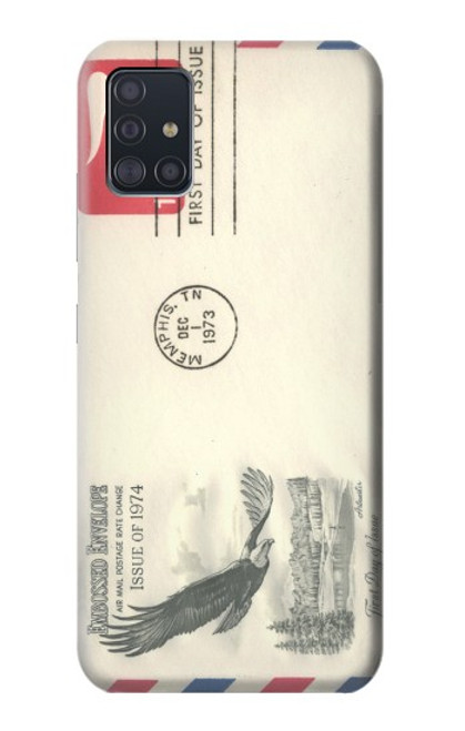 W3551 Art de l'millésimé de la poste enveloppe aérienne Etui Coque Housse et Flip Housse Cuir pour Samsung Galaxy A51 5G [pour A51 5G. PAS pour A51]