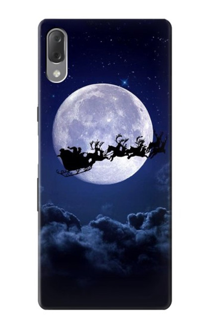 W3508 Noël Père Noël Lune Etui Coque Housse et Flip Housse Cuir pour Sony Xperia L3