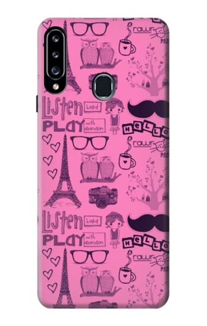 W2885 Paris Rose Etui Coque Housse et Flip Housse Cuir pour Samsung Galaxy A20s