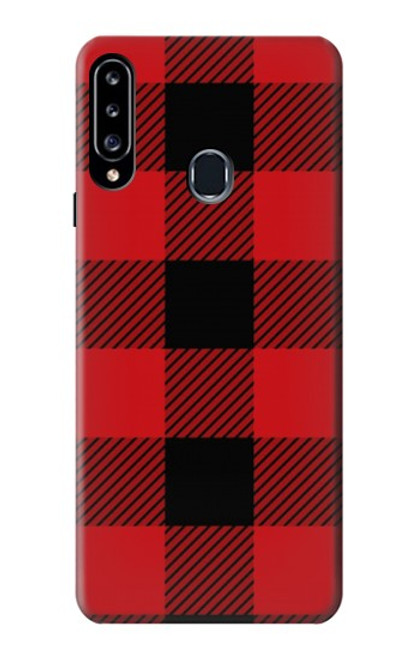 W2931 Rouge Buffle motif de vérification Etui Coque Housse et Flip Housse Cuir pour Samsung Galaxy A20s