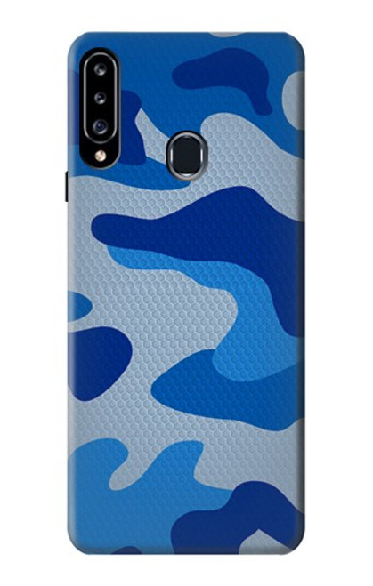 W2958 Armée Bleu Camo Camouflage Etui Coque Housse et Flip Housse Cuir pour Samsung Galaxy A20s