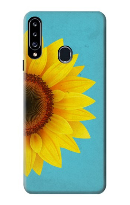 W3039 Tournesol Bleu millésimé Etui Coque Housse et Flip Housse Cuir pour Samsung Galaxy A20s