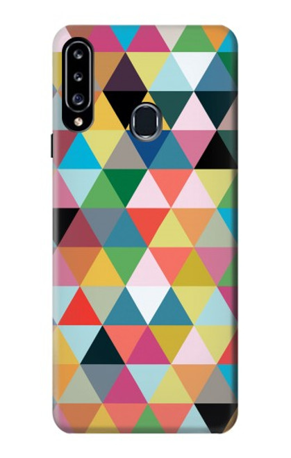 W3049 Triangles Couleurs vibrantes Etui Coque Housse et Flip Housse Cuir pour Samsung Galaxy A20s