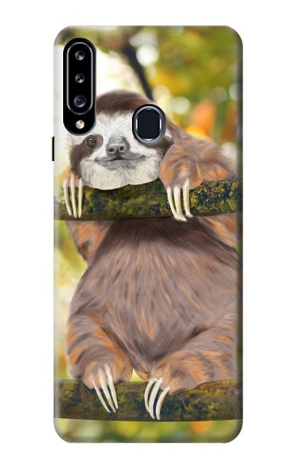 W3138 Peinture mignon bébé Sloth Etui Coque Housse et Flip Housse Cuir pour Samsung Galaxy A20s