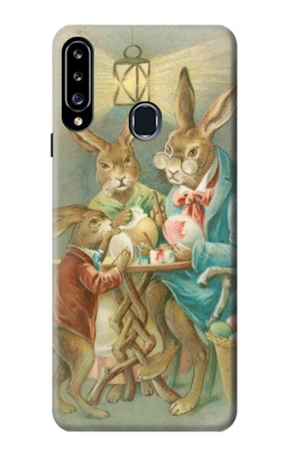 W3164 Famille Lapin de Pâques Etui Coque Housse et Flip Housse Cuir pour Samsung Galaxy A20s