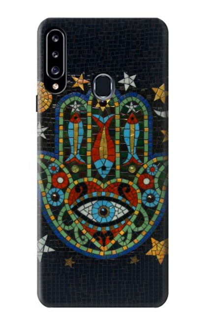 W3175 Hamsa Mosaïques main Etui Coque Housse et Flip Housse Cuir pour Samsung Galaxy A20s