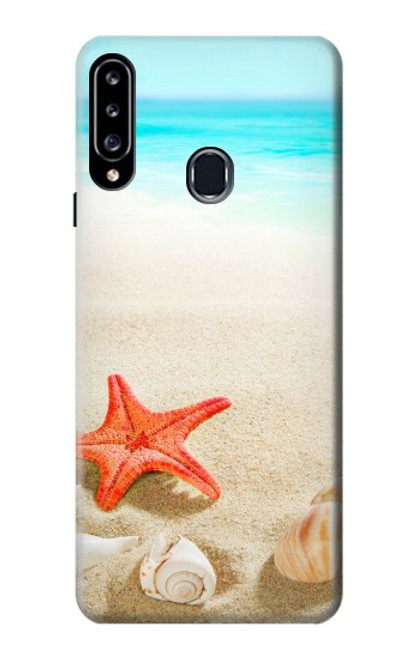 W3212 Coquilles de mer Étoile de mer Plage Etui Coque Housse et Flip Housse Cuir pour Samsung Galaxy A20s