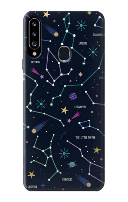 W3220 Carte Zodiaque étoiles Constellations Etui Coque Housse et Flip Housse Cuir pour Samsung Galaxy A20s