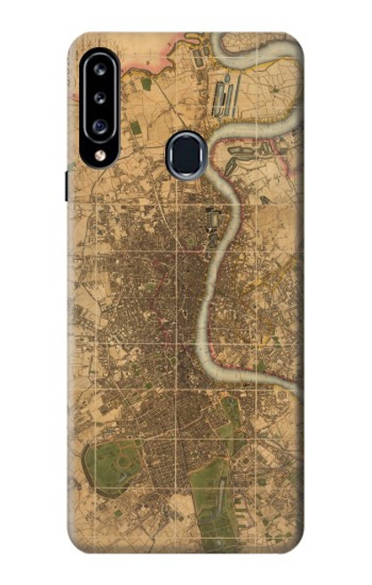 W3230 Carte de Londres millésimé Etui Coque Housse et Flip Housse Cuir pour Samsung Galaxy A20s