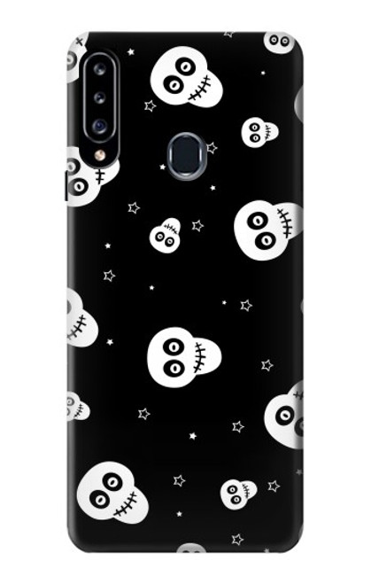 W3261 Sourire Crâne Motif Halloween Etui Coque Housse et Flip Housse Cuir pour Samsung Galaxy A20s