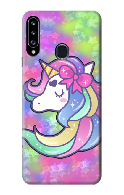 W3264 Pastel Licorne Etui Coque Housse et Flip Housse Cuir pour Samsung Galaxy A20s