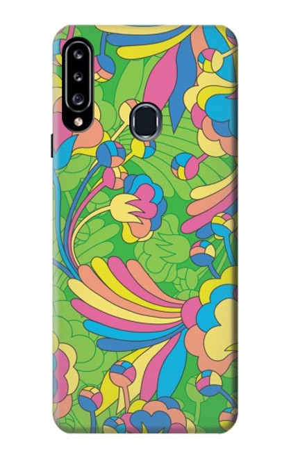 W3273 Fleur Ligne Motif Art Etui Coque Housse et Flip Housse Cuir pour Samsung Galaxy A20s