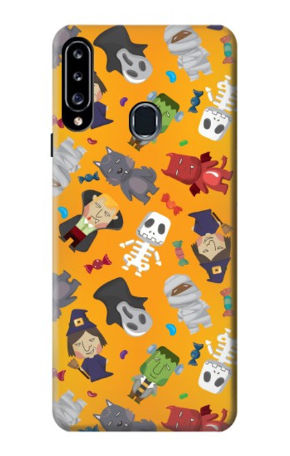 W3275 Mignon Halloween Motif Dessin animé Etui Coque Housse et Flip Housse Cuir pour Samsung Galaxy A20s