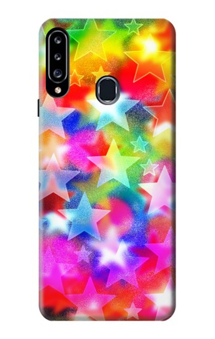 W3292 Coloré Disco étoile Etui Coque Housse et Flip Housse Cuir pour Samsung Galaxy A20s