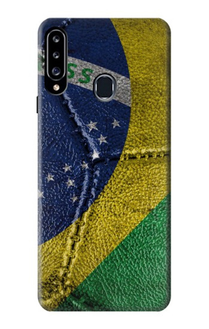 W3297 Brésil Drapeau graphique Football Millésime Etui Coque Housse et Flip Housse Cuir pour Samsung Galaxy A20s