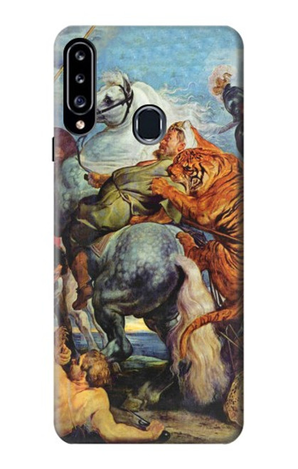 W3331 Peter Paul Rubens Tigre und Lowenjagd Etui Coque Housse et Flip Housse Cuir pour Samsung Galaxy A20s