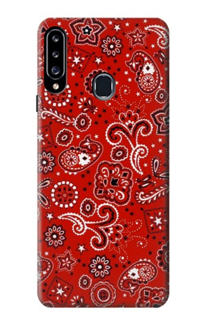 W3354 Rouge classique Bandana Etui Coque Housse et Flip Housse Cuir pour Samsung Galaxy A20s