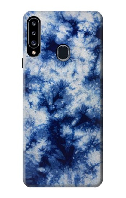 W3439 Tissu Indigo Tie Dye Etui Coque Housse et Flip Housse Cuir pour Samsung Galaxy A20s