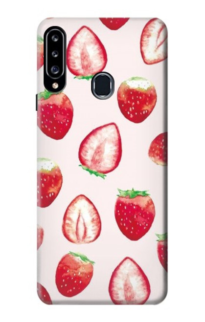 W3481 fraise Etui Coque Housse et Flip Housse Cuir pour Samsung Galaxy A20s