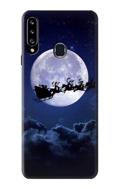 W3508 Noël Père Noël Lune Etui Coque Housse et Flip Housse Cuir pour Samsung Galaxy A20s