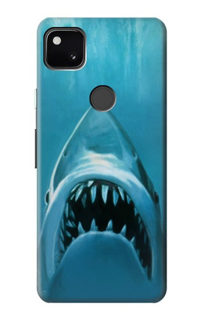 W0830 Requin blanc Etui Coque Housse et Flip Housse Cuir pour Google Pixel 4a