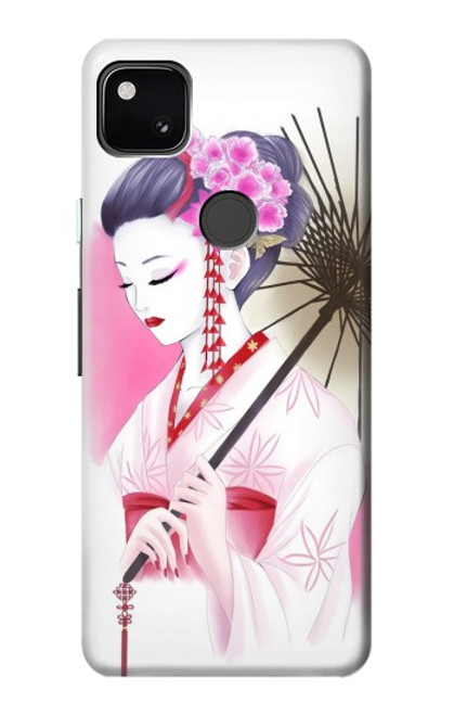 W2579 Traditionnelle japonaise Geisha Kimono Etui Coque Housse et Flip Housse Cuir pour Google Pixel 4a