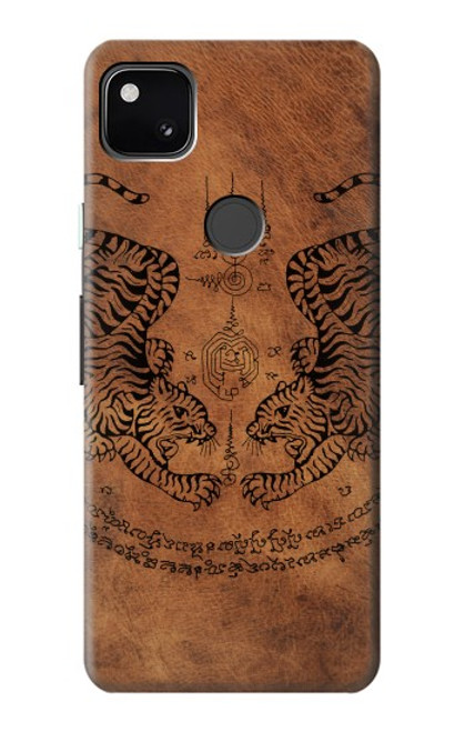 W3209 Sak Yant jumeau Tigre Etui Coque Housse et Flip Housse Cuir pour Google Pixel 4a