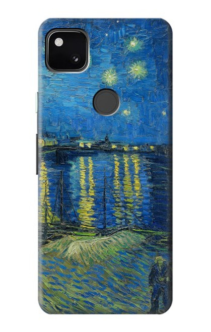 W3336 Van Gogh Nuit étoilée sur le Rhône Etui Coque Housse et Flip Housse Cuir pour Google Pixel 4a