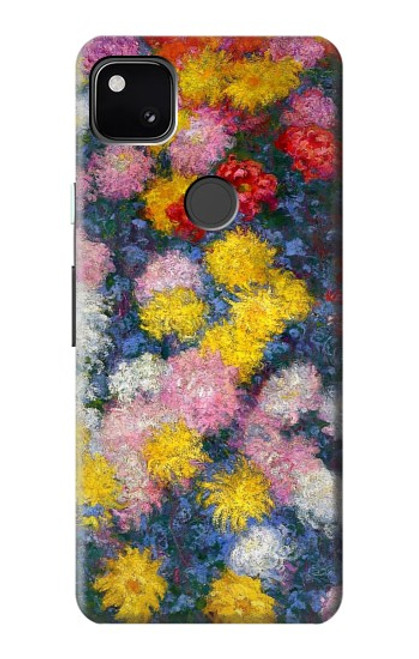 W3342 Claude Monet Chrysanthèmes Etui Coque Housse et Flip Housse Cuir pour Google Pixel 4a