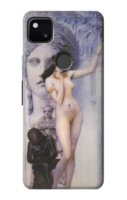 W3353 Gustav Klimt Allégorie de la sculpture Etui Coque Housse et Flip Housse Cuir pour Google Pixel 4a