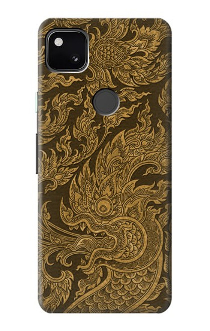 W3382 Art de la peinture thaïlandaise Naga Etui Coque Housse et Flip Housse Cuir pour Google Pixel 4a