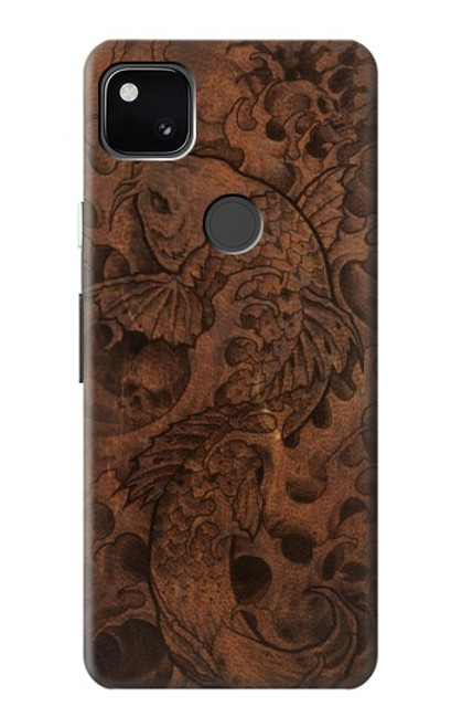 W3405 Graphique poisson Tatouage cuir Imprimer Etui Coque Housse et Flip Housse Cuir pour Google Pixel 4a