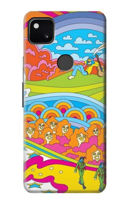 W3407 hippie Art Etui Coque Housse et Flip Housse Cuir pour Google Pixel 4a