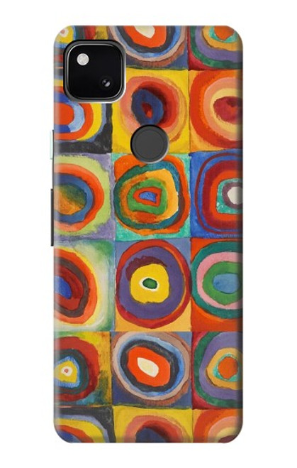 W3409 Carrés cercles concentriques Etui Coque Housse et Flip Housse Cuir pour Google Pixel 4a