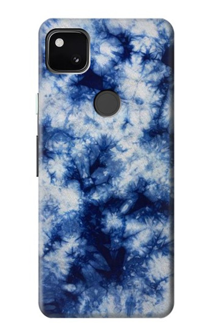 W3439 Tissu Indigo Tie Dye Etui Coque Housse et Flip Housse Cuir pour Google Pixel 4a