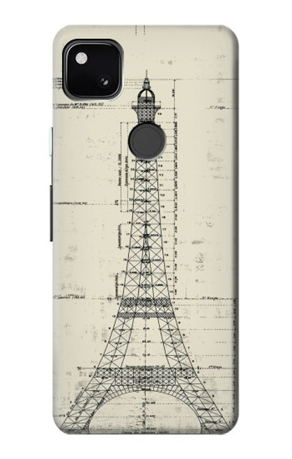 W3474 Dessin Architectural Eiffel Etui Coque Housse et Flip Housse Cuir pour Google Pixel 4a