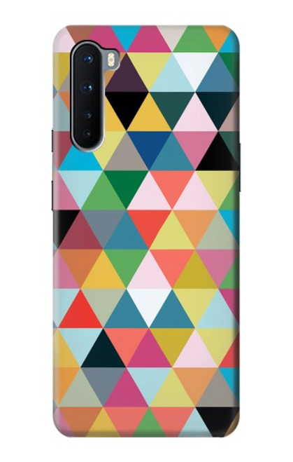 W3049 Triangles Couleurs vibrantes Etui Coque Housse et Flip Housse Cuir pour OnePlus Nord