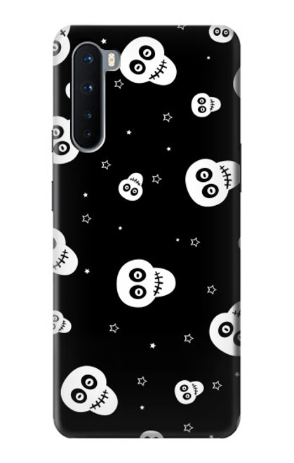 W3261 Sourire Crâne Motif Halloween Etui Coque Housse et Flip Housse Cuir pour OnePlus Nord