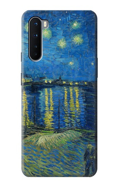 W3336 Van Gogh Nuit étoilée sur le Rhône Etui Coque Housse et Flip Housse Cuir pour OnePlus Nord