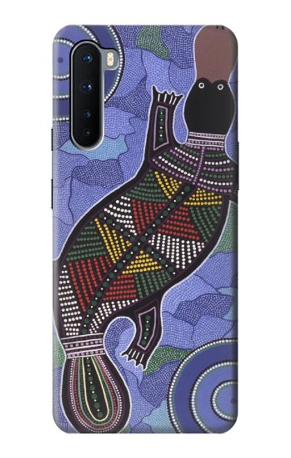 W3387 Platypus Art aborigène d'Australie Etui Coque Housse et Flip Housse Cuir pour OnePlus Nord