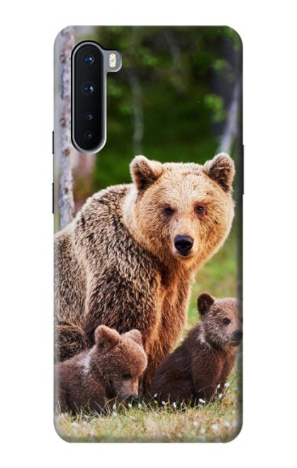 W3558 Famille d'ours Etui Coque Housse et Flip Housse Cuir pour OnePlus Nord