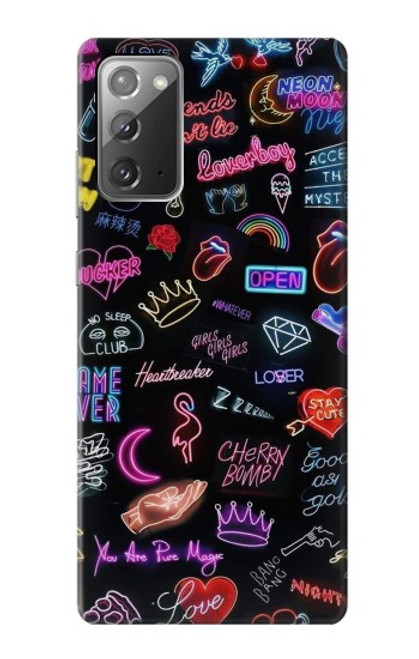 W3433 Néon graphique millésimé Etui Coque Housse et Flip Housse Cuir pour Samsung Galaxy Note 20