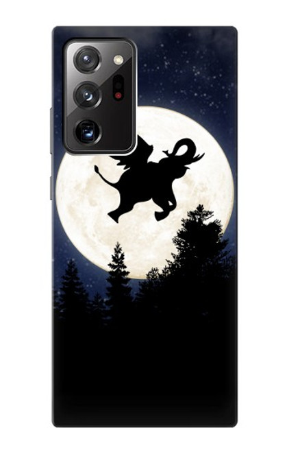 W3323 Voler l'Eléphant Nuit de pleine lune Etui Coque Housse et Flip Housse Cuir pour Samsung Galaxy Note 20 Ultra, Ultra 5G