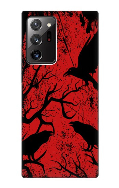 W3325 Corbeau Noir Sang Arbre Etui Coque Housse et Flip Housse Cuir pour Samsung Galaxy Note 20 Ultra, Ultra 5G