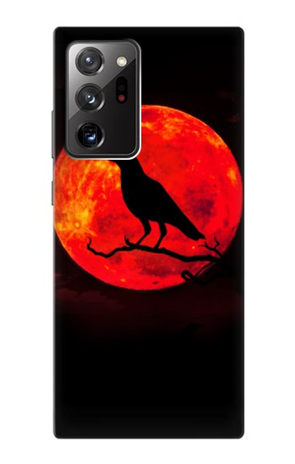 W3328 Corbeau Rouge Lune Etui Coque Housse et Flip Housse Cuir pour Samsung Galaxy Note 20 Ultra, Ultra 5G