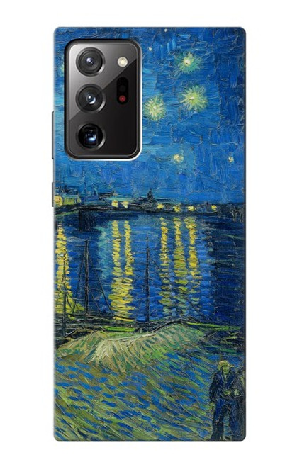 W3336 Van Gogh Nuit étoilée sur le Rhône Etui Coque Housse et Flip Housse Cuir pour Samsung Galaxy Note 20 Ultra, Ultra 5G