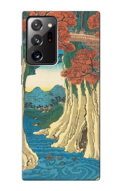 W3348 Utagawa Hiroshige Le singe Pont Etui Coque Housse et Flip Housse Cuir pour Samsung Galaxy Note 20 Ultra, Ultra 5G